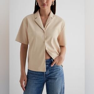 Express Beige Button Down Shirt
